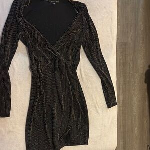 Black Shimmer Wrap Dress